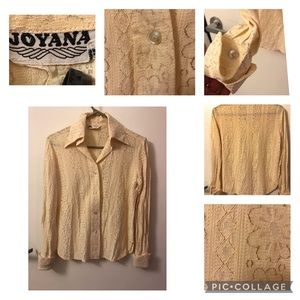 JOYANA VINTAGE LACE, LONG CUFFED SLEEVE BLOUSE. S/M